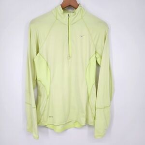 Nike Womens 1/4 Zip Pullover Size M Yellow Dri-Fit Activewear Running Workout